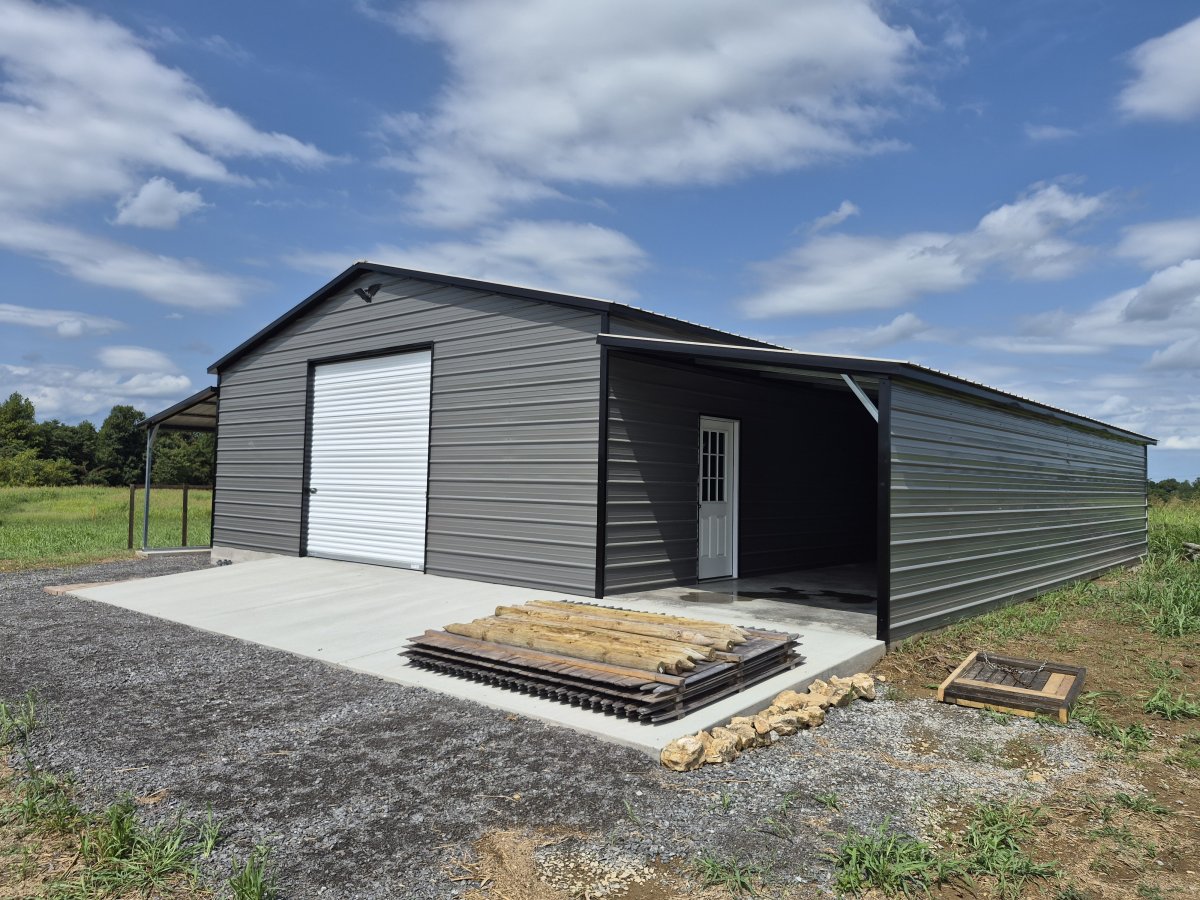 30x40 Metal Shop with Lean-tos Installed in Lafayette, TN gallery image 2
