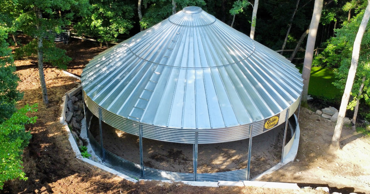 45' Grain Bin Horse Arena Delivered to Newtown, Connecticut